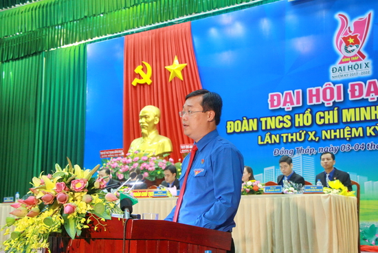 Bí thư thứ nhất Trung ương Đoàn Lê Quốc Phong phát biểu chỉ đạo Đại hội